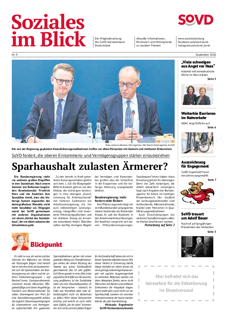 SoVD-Zeitung 09/2026 (Mitteldeutschland, Mecklenburg-Vorpommern) SoVD-Zeitung 09/2026 (Mitteldeutschland, Mecklenburg-Vorpommern)