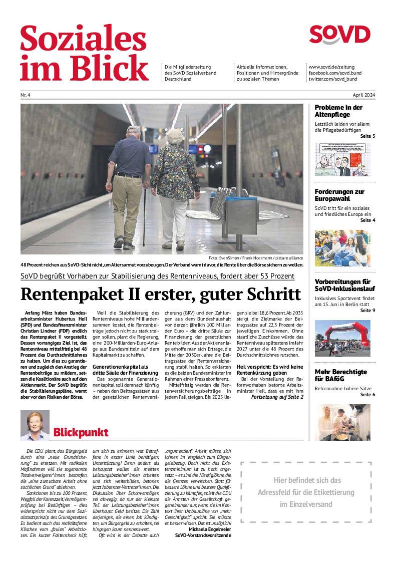 SoVD-Zeitung 04/2024 (Mitteldeutschland, Mecklenburg-Vorpommern)